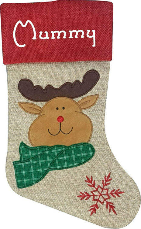 Picture of Personalised Luxury Hessian Christmas Stocking ADD ANY NAME 4 Designs Xmas Sack Sock Children Adults Boy Girl