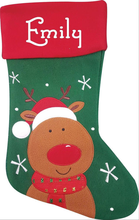 Picture of Luxury Personalised Christmas Stocking Deluxe Lined White or gold glitter print Xmas