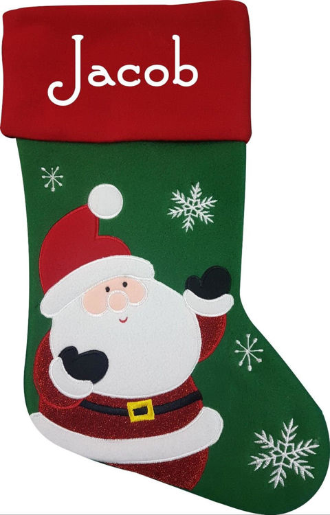 Picture of Luxury Personalised Christmas Stocking Deluxe Lined White or gold glitter print Xmas