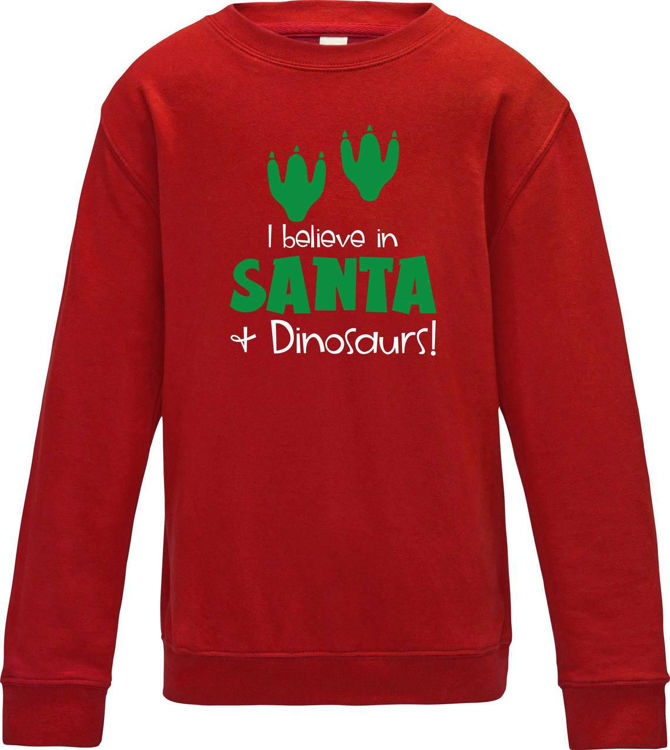 Picture of Children's Dinosaur Christmas Sweatshirt Dino Fan Santa Xmas Jumper Day 3 Designs Boy Girl