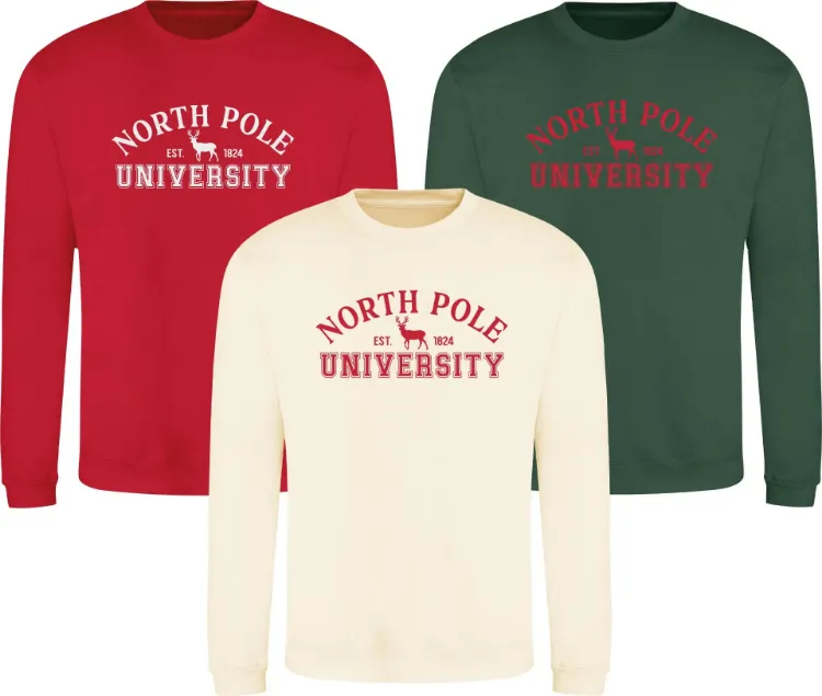 Picture of The North Pole University Christmas Jumper /Santa / Xmas / Children / Mens Ladies / Sweatshirt / Gift / Christmas Party / Jumper Day /